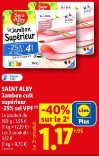 SAINT ALBY Jambon cuit supérieur -25% sel VPF