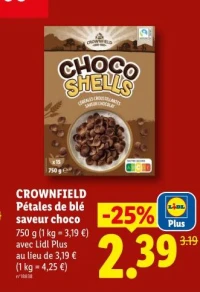 Crownfield Pétales de blé saveur choco