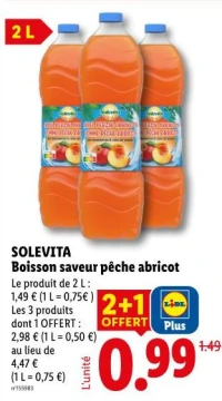 SOLEVITA Boisson saveur pêche abricot