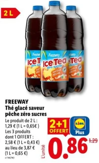 FREEWAY Thé glacé saveur pêche zéro sucres