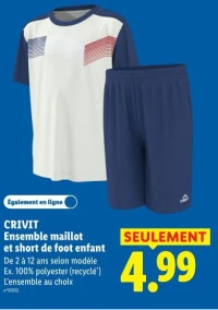 CRIVIT Ensemble maillot et short de foot enfant