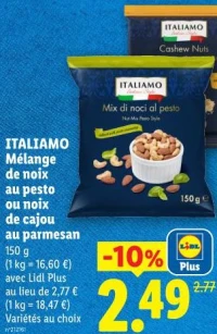 ITALIAMO Mélange de noix au pesto ou noix de cajou au parmesan