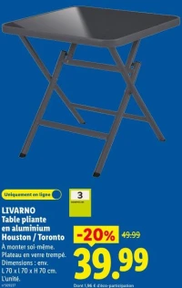 LIVARNO Table pliante en aluminium Houston / Toronto