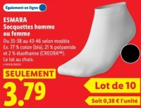 ESMARA Socquettes homme ou femme
