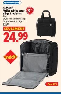 ESMARA Valise cabine sous-siège à roulettes