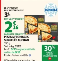 Auchan Pizza 4 Fromages Surgelée