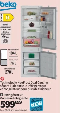 Réfrigérateur Combiné Integrable Beko