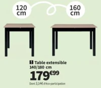 Table extensible 140/180 cm. NOHMA