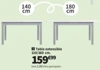 Table extensible 120/160 cm. NOHMA