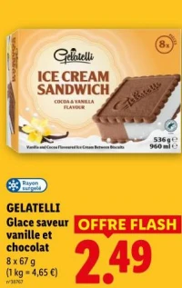 GELATELLI Glace saveur vanille et chocolat