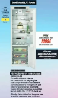 Liebherr Réfrigérateur Intégrable
