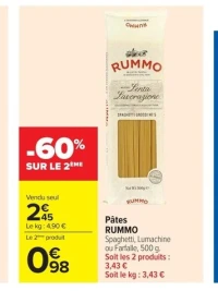 Pâtes RUMMO Spaghetti, Lumachine ou Farfalle