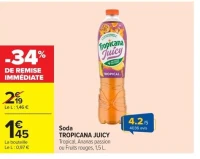Soda Tropicana Juicy Tropical, Ananas passion ou Fruits rouges