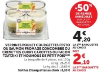 Verrines poulet courgettes pesto ou saumon fromage concombre Guyader