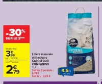 Litière minérale anti-odeurs CARREFOUR COMPANINO