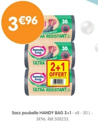 Sacs poubelle HANDY BAG 2+1 - x8 - 30 L
