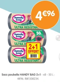 Sacs poubelle HANDY BAG 2+1 - x8 - 50 L