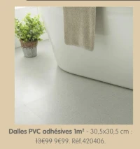 KINGMANN Dalles PVC adhésives 1m² - 30,5x30,5 cm : Réf.420406