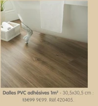 KINGMANN Dalles PVC adhésives 1m² - 30,5x30,5 cm : Réf.420405