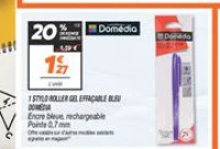 Domédia 1 Stylo Roller Gel Effaçable Bleu