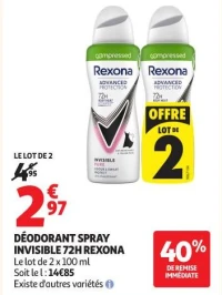 DÉODORANT SPRAY INVISIBLE 72H REXONA