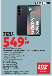 SMARTPHONE SAMSUNG GALAXY S25 FE 5G 128GO - NOIR