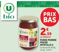 PUREE POMME FRAISE MYRTILLE U