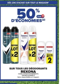Sur tous les déodorants REXONA