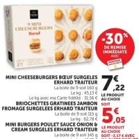 MINI CHEESEBURGERS BŒUF SURGELES ERHARD TRAITEUR