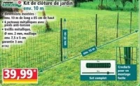 Kit de clôture de jardin env. 10 m