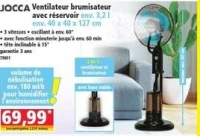 JOCCA Ventilateur brumisateur avec réservoir