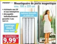 Powertec Moustiquaire de porte magnétique