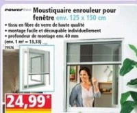 Powertec Moustiquaire enrouleur pour fenêtre