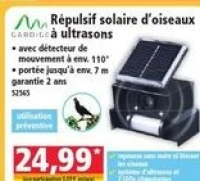Gardigo Répulsif solaire d'oiseaux à ultrasons