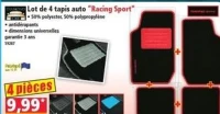 DIAMOND CAR Lot de 4 tapis auto "Racing Sport"