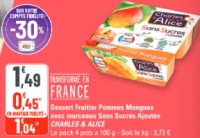 Charles & Alice Dessert Fruitier Pommes Mangues Sans Sucres Ajoutés