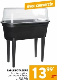 Table potagère avec couvercle