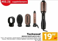 Techwood Brosse soufflante 5-en-1