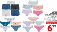 LOT DE 5 BOXERS OU SLIPS ENFANT