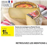 Tomme de montagne La Pointe Percée