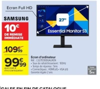 Ecran d'ordinateur Samsung Essential Monitor S3 LS27D300GAUXEN