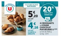 4 CROISSANTS + 4 PAINS CHOCOLAT PUR BEURRE U