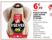 Poulet entier label rouge fermier St Sever