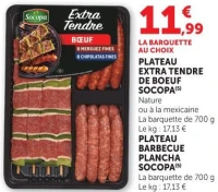 Plateau extra tendre de boeuf Socopa ou Plateau barbecue plancha Socopa