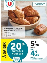 4 Croissants + 4 Pains au chocolat U