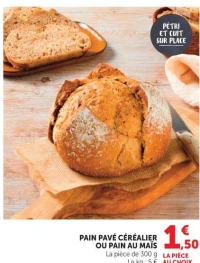 PAIN PAVÉ CÉRÉALIER OU PAIN AU MAÏS
