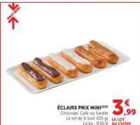 Éclairs Prix Mini Chocolat, Café ou Vanille