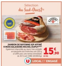 Jambon de Bayonne IGP affiné 9 mois