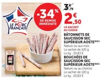 Bâtonnets de saucisson sec supérieur ou Bouchées de saucisson sec supérieur