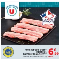 Porc IGP Sud-Ouest Filière U : Poitrine Tranchée